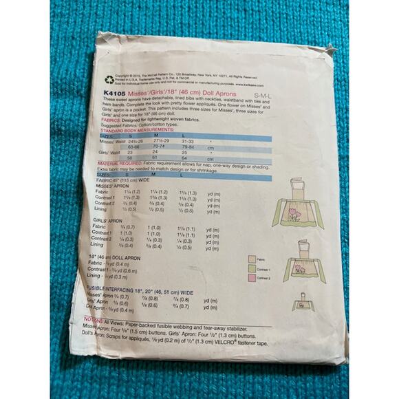 Kwik sew 4105 womens girls 18" doll apron pattern - Picture 3 of 5